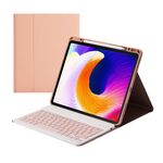 Custodia protettiva per tastiera Bluetooth Bluetooth HK132 con titolare e slot per penna per iPad Pro 12.9 pollici 2021/2020/2018 (rosa)