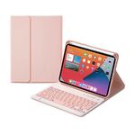 Custodia in pelle Bluetooth a tasti quadrati HK006 Straccia con supporto per iPad mini 6 (rosa)