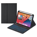 HK006D Quadrato Tasti quadrati Bluetooth Bluetooth Bluetooth Custodia in pelle con retroilluminazione e supporto per iPad mini 6 (nero)