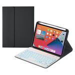 Tasti quadrati HK006D Custodia rigida per tastiera Bluetooth Bluetooth Bluetooth con retroilluminazione colorata e supporto per iPad Mini 6 (nero + bianco)