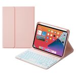 HK006D Quadrato Tasti quadrati Bluetooth Bluetooth Bluetooth Custodia in pelle massima con retroilluminazione colorata e supporto per iPad Mini 6 (rosa)