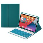 HK006D Quadrato Tasti quadrati Bluetooth Custodia Bluetooth Custodia in pelle di caramella con retroilluminazione colorata e supporto per iPad Mini 6 (verde scuro)