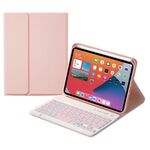 HK006D Quadrato Tasti quadrati Bluetooth Bluetooth Candy Color Color Custodia in pelle con retroilluminazione colorata e supporto per iPad Mini 6 (rosa)