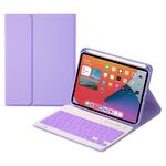 HK006D Quadrato Tasti quadrati STACCABILE Bluetooth Candy Color Color Custodia in pelle con retroilluminazione colorata e supporto per iPad Mini 6 (viola chiaro)