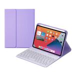 Caso di custodia in pelle Bluetooth rimovibile a tasti rotondi HY006 con supporto per iPad mini 6 (viola chiaro)