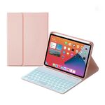 Caso di custodia in pelle Bluetooth rimovibile a tastiera rotonda HY006D con retroilluminazione colorata e supporto per iPad mini 6 (rosa)