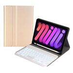 A06BS Custodia in pelle per tastiera Bluetooth ultra-sottile con supporto per supporti e penna per iPad mini 6 (oro)