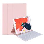 T098B Candy Color Skin Feel Texture Bluetooth Tastiera in pelle Custodia con porta a penna per iPad Air 4 10.9 2020 / Air 5 10.9 2022 (rosa)