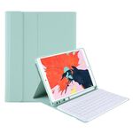 T098B Candy Color Skin Feel Texture Bluetooth Tastiera in pelle Custodia con porta a penna per iPad Air 4 10.9 2020 / Air 5 10.9 2022 (verde chiaro)
