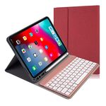 RK11A Custodia in pelle a vibrazione orizzontale con tastiera Bluetooth multicolore retroilluminata TPU per iPad Pro 11 2020/2018 con supporto e slot per penna (rosso)