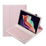 Per Huawei MatePad SE 10.4 AH13 Custodia per tablet in pelle con tastiera Bluetooth staccabile ultrasottile (rosa bianco)