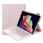Per Huawei MatePad SE 10.4 AH13-A Custodia per tablet in pelle con tastiera Bluetooth staccabile ultrasottile con touchpad (rosa bianco)