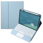Per Infinix Xpad 11 pollici Candy Color Round Keys Bluetooth Tastiera Custodia in pelle con touchpad (Misty Blue)