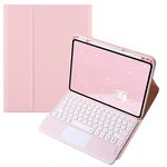 Per Infinix Xpad 11 pollici Candy Color Round Keys Bluetooth Tastiera Custodia in pelle con touchpad (rosa)