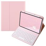 Per Infinix Xpad 11 pollici Candy Color Round Keys Bluetooth Keyboard Custodia in pelle (rosa)