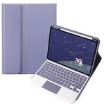 Per OPPO Pad 3 / Pad 2 Custodia in pelle con tastiera Bluetooth color caramella, tasti quadrati con touchpad (grigio lavanda)