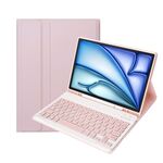 C098B Custodia protettiva per tastiera Bluetooth ultra sottile in ABS rimovibile con colori Candy per iPad Air 4 da 10,9 pollici (2020), con supporto e slot per penna (rosa)
