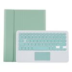 T098B-A Custodia protettiva per tastiera Bluetooth in TPU con texture pelle pressata staccabile per iPad Air 4 da 10,9 pollici (2020), con supporto e slot per penna e touch (verde chiaro)