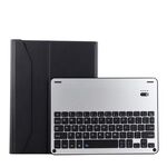 1139B Tastiera staccabile Bluetooth 3.0 in lega di alluminio + custodia in pelle di pelle di agnello per iPad Pro 11 pollici (2018), con regolazione a tre marce / funzione magnetica / sospensione (nero argento)