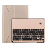 FT-1038B Tastiera staccabile Bluetooth 3.0 in lega di alluminio + Custodia in pelle con struttura in pelle di agnello per iPad Air / Air 2 / iPad Pro da 9,7 pollici, con idrorepellente / Regolazione dell'angolo a tre marce / Funzione magnetica / Sleep (Oro)