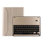FT-1038E Tastiera staccabile Bluetooth 3.0 in lega di alluminio + Custodia in pelle con struttura in pelle di agnello per iPad Air / Air 2 / iPad Pro da 9,7 pollici, con slot per penna / idrorepellente / regolazione dell'angolo a tre marce / magnetica / funzione sleep (oro)