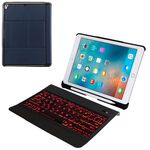 T-201D Tastiera ultrasottile Bluetooth 3.0 staccabile + custodia in pelle con texture pelle di agnello per iPad Air / Air 2 / iPad Pro da 9,7 pollici, supporto regolazione multi-angolo / retroilluminazione (blu)