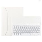 FT2068D Per iPad Air 2 e Air 1 / Pro 9.7 pollici e 2017 iPad e 2018 iPad Versione retroilluminata Pelle di agnello Texture Vetro temperato staccabile Tastiera Bluetooth Cover in pelle con slot per penna e funzione di supporto (bianco)