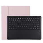 Custodia protettiva in pelle microfibra con tastiera nera Bluetooth rimovibile T129 per iPad Pro da 12,9 pollici (2020), con supporto (rosa)