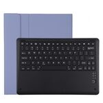 Custodia protettiva in pelle microfibra con tastiera nera Bluetooth rimovibile T129 per iPad Pro da 12,9 pollici (2020), con supporto (viola)