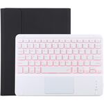 TG-102BCS Tastiera Bluetooth staccabile bianca + Custodia protettiva in pelle in microfibra per iPad 10,2 pollici / iPad Air (2019), con touch pad e retroilluminazione, slot per penna e supporto (nero)