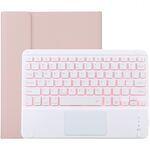 TG-102BCS Tastiera Bluetooth staccabile bianca + custodia protettiva in pelle in microfibra per iPad 10,2 pollici / iPad Air (2019), con touch pad e retroilluminazione, slot per penna e supporto (rosa)