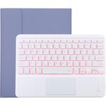 TG-102BCS Tastiera Bluetooth staccabile bianca + Custodia protettiva in pelle in microfibra per iPad 10,2 pollici / iPad Air (2019), con touch pad e retroilluminazione, slot per penna e supporto (viola)