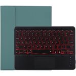 TG-102BCS Tastiera Bluetooth staccabile nera + custodia protettiva in pelle in microfibra per iPad da 10,2 pollici / iPad Air (2019), con touch pad e retroilluminazione, slot per penna e supporto (verde scuro)