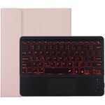 TG-102BCS Tastiera Bluetooth staccabile nera + custodia protettiva in pelle in microfibra per iPad 10,2 pollici / iPad Air (2019), con touch pad e retroilluminazione, slot per penna e supporto (rosa)