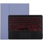 TG-102BCS Tastiera Bluetooth staccabile nera + custodia protettiva in pelle in microfibra per iPad da 10,2 pollici / iPad Air (2019), con touch pad e retroilluminazione, slot per penna e supporto (viola)