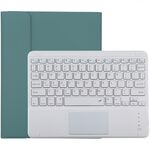 TG-102BC Tastiera Bluetooth staccabile bianca + custodia protettiva in pelle in microfibra per iPad da 10,2 pollici / iPad Air (2019), con touch pad, slot per penna e supporto (verde scuro)