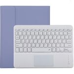 TG-102BC Tastiera Bluetooth staccabile bianca + Custodia protettiva in pelle in microfibra per iPad 10,2 pollici / iPad Air (2019), con touch pad, slot per penna e supporto (viola)