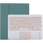 TG-102BC Tastiera Bluetooth staccabile rosa + custodia protettiva in pelle in microfibra per iPad da 10,2 pollici / iPad Air (2019), con touch pad, slot per penna e supporto (verde scuro)