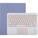 TG-102BC Tastiera Bluetooth staccabile rosa + custodia protettiva in pelle in microfibra per iPad 10,2 pollici / iPad Air (2019), con touch pad, slot per penna e supporto (viola)
