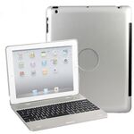 P2095 per iPad 4/3/2 versione laptop Cover protettiva per tastiera Bluetooth in lega di alluminio (argento)