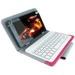 Tastiera Bluetooth universale con custodia in pelle e supporto per Ainol / PiPO / Ramos Tablet PC da 9,7 pollici / 10,1 pollici (magenta)