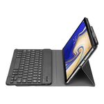 A510 Bluetooth 3.0 Custodia in pelle con tastiera Bluetooth rimovibile ultrasottile per Samsung Galaxy Tab A 10.1 (2019) T510 / T515, con slot per penna e supporto (nero)
