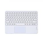 Tavoletta universale da 250C da 10 pollici tastiera rotonda con tastiera Bluetooth wireless con pannello tattile (bianco)