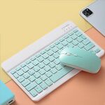 Set tastiera e mouse Bluetooth portatili ultrasottili universali per telefoni tablet, dimensioni: 10 pollici (tastiera verde + mouse verde)