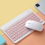 Set tastiera e mouse Bluetooth portatili ultrasottili universali per telefoni tablet, dimensioni: 10 pollici (tastiera rosa + mouse rosa)