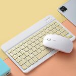 Set tastiera e mouse Bluetooth portatili ultrasottili universali per telefoni tablet, dimensioni: 10 pollici (tastiera gialla + mouse giallo)