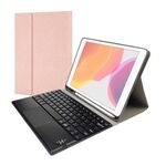 Tastiera Bluetooth di plastica magnetica rk109C con touchpad + modello di protezione del modello di seta TPU per iPad Air 2020, con slot e staffa della penna (oro rosa)