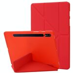 Per Samsung Galaxy Tab S8+ / S7+ Case di tavoletta in pelle silicone deformazione (rosso)