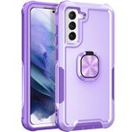 For Samsung Galaxy S21+ 5G 3 in 1 Ring Holder PC + TPU Phone Case(Purple)