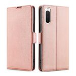 Per Sony Xperia 10 IV Custodia in pelle di fibbia laterale ultra-sottile (oro rosa)